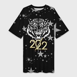 Футболка женская длинная Символ года тигр 2022 Ура-Ура!, цвет: 3D-принт