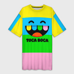 Футболка женская длинная Toca Boca Logo Тока Бока, цвет: 3D-принт