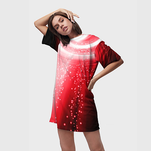 Женская длинная футболка Красная космическая спираль / 3D-принт – фото 3
