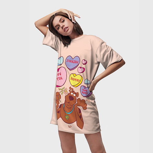 Женская длинная футболка Scooby Doo Valentine / 3D-принт – фото 3