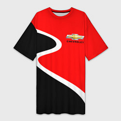 Футболка женская длинная Chevrolet Логотип, цвет: 3D-принт