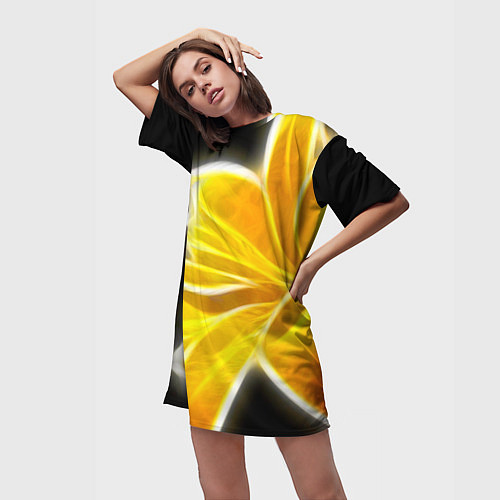 Женская длинная футболка Желтый летний цветок / 3D-принт – фото 3