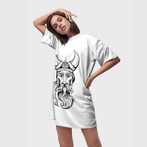 Женская длинная футболка Грозный викинг / 3D-принт – фото 3