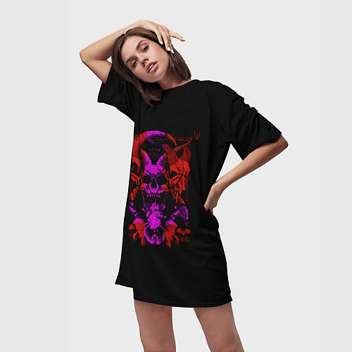 Женская длинная футболка Череп козла / 3D-принт – фото 3