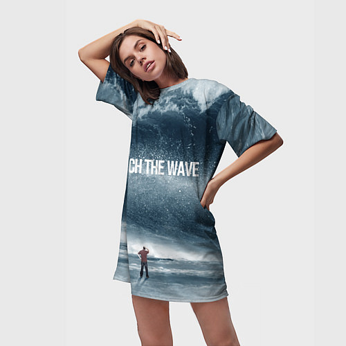 Женская длинная футболка Волна мыслей / 3D-принт – фото 3