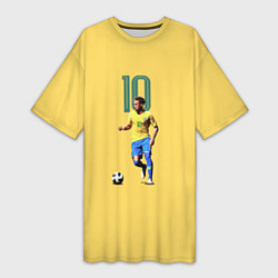 Футболка женская длинная Неймар Сборная Бразилии, цвет: 3D-принт