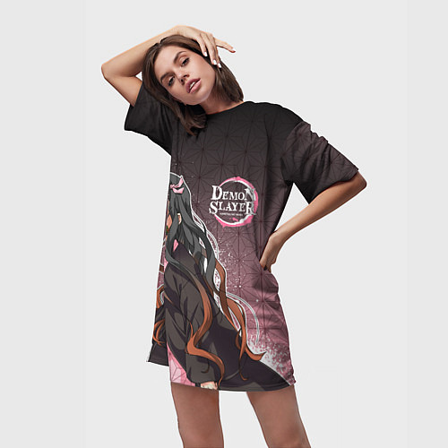 Женская длинная футболка НЕЗУКО NEZUKO SLAYER / 3D-принт – фото 3