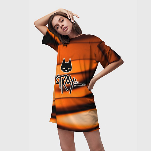Женская длинная футболка Stray Логотип / 3D-принт – фото 3