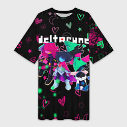 Футболка женская длинная ГЕРОИ ИГРЫ DELTARUNE NEON, цвет: 3D-принт