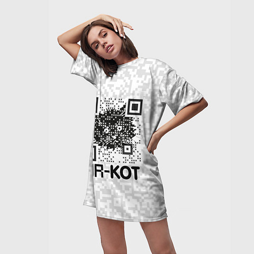 Женская длинная футболка QR код котик / 3D-принт – фото 3