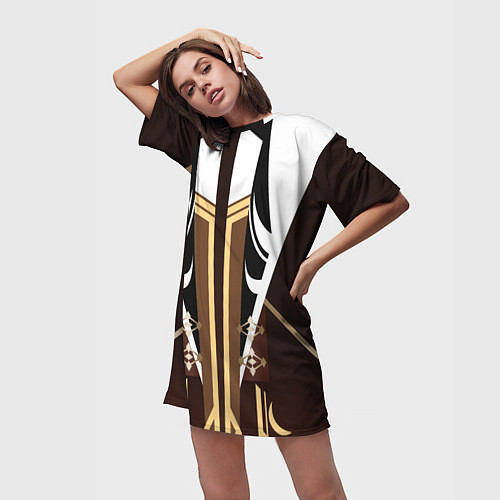 Женская длинная футболка КОСТЮМ ГЕО АРХОНТА ДЖУН ЛИ / 3D-принт – фото 3
