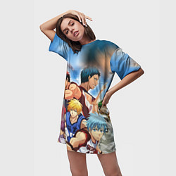 Футболка женская длинная KUROKO BASKETBALL КОМАНДА, цвет: 3D-принт — фото 2