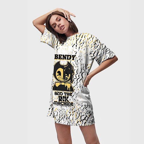 Женская длинная футболка Бенди и чернильная машина / 3D-принт – фото 3
