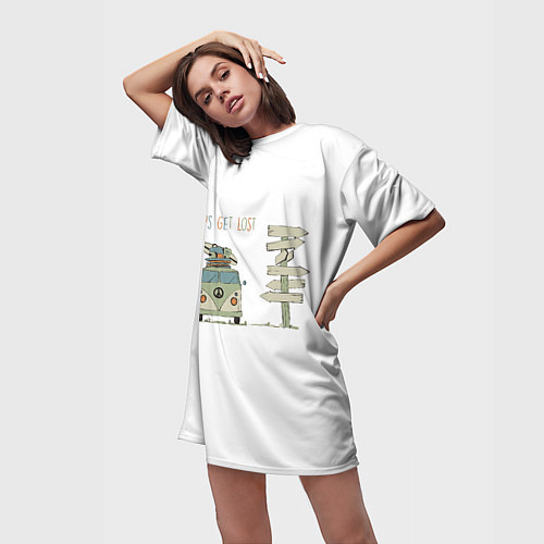 Женская длинная футболка Lets get lost / 3D-принт – фото 3