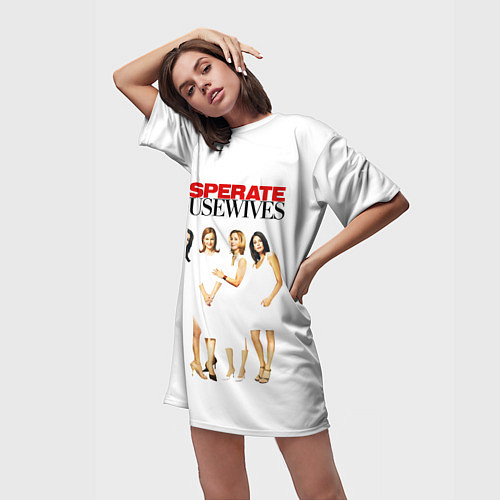 Женская длинная футболка Desperate Housewives белые платья / 3D-принт – фото 3