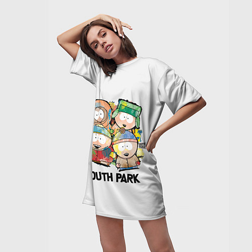 Женская длинная футболка South Park - Южный парк краски / 3D-принт – фото 3
