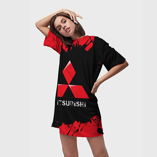 Женская длинная футболка MITSUBISHI Mitsubishi Краски / 3D-принт – фото 3