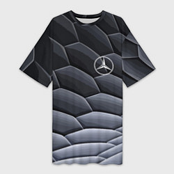 Футболка женская длинная Mercedes Benz pattern, цвет: 3D-принт