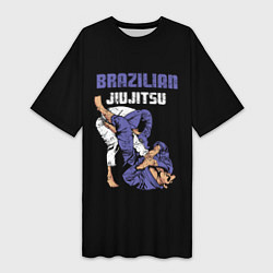 Футболка женская длинная BRAZILIAN JIU JITSU - BJJ, цвет: 3D-принт