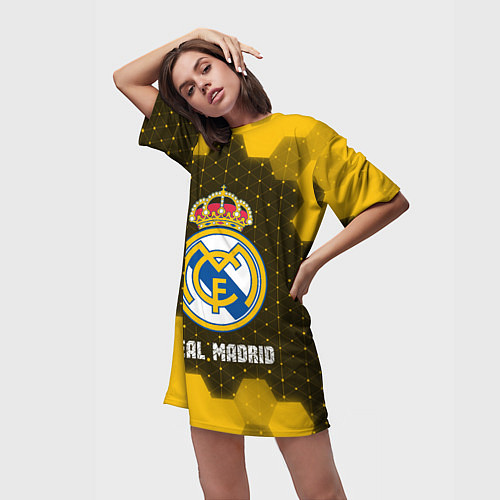 Женская длинная футболка РЕАЛ МАДРИД Real Madrid Графика / 3D-принт – фото 3
