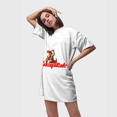 Женская длинная футболка Гладиатор Красно-белый / 3D-принт – фото 3