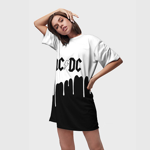 Женская длинная футболка ACDC подтёки / 3D-принт – фото 3