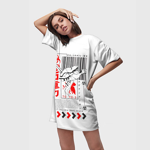 Женская длинная футболка Neon Genesis Evangelion - Модуль 01 / 3D-принт – фото 3