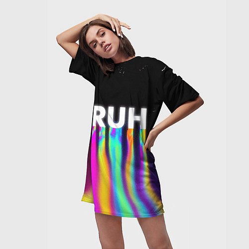 Женская длинная футболка BRUH Братан / 3D-принт – фото 3