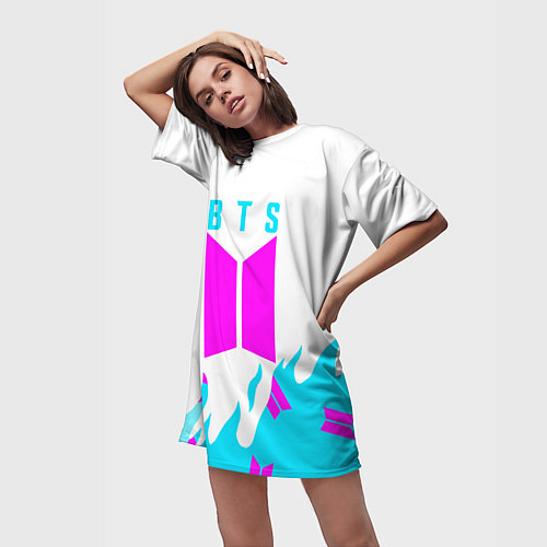 Женская длинная футболка BTS бтс / 3D-принт – фото 3