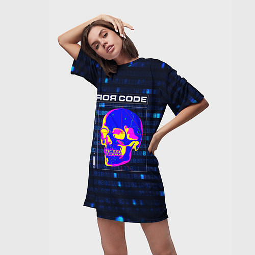 Женская длинная футболка Error code: Hacker Хакер программист / 3D-принт – фото 3