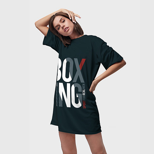 Женская длинная футболка Бокс - Boxing / 3D-принт – фото 3