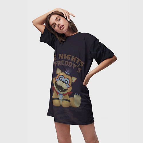 Женская длинная футболка Плюшевый Фредди FNAFs / 3D-принт – фото 3