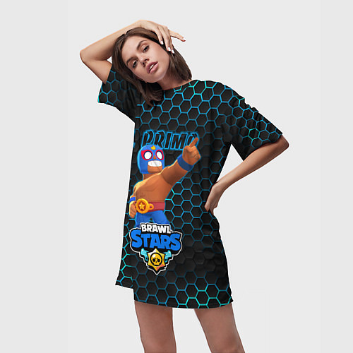Женская длинная футболка Эль Примо, BRAWL STARS соты / 3D-принт – фото 3