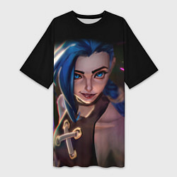 Футболка женская длинная Jinx - Джинкс Паудер, цвет: 3D-принт