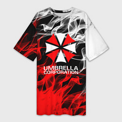 Футболка женская длинная Umbrella Corporation Fire, цвет: 3D-принт