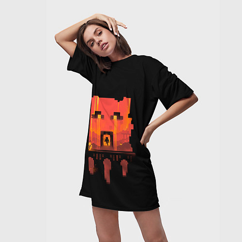 Женская длинная футболка Minecrafts hell / 3D-принт – фото 3