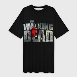 Женская длинная футболка Walking dead - лого с пятнами крови