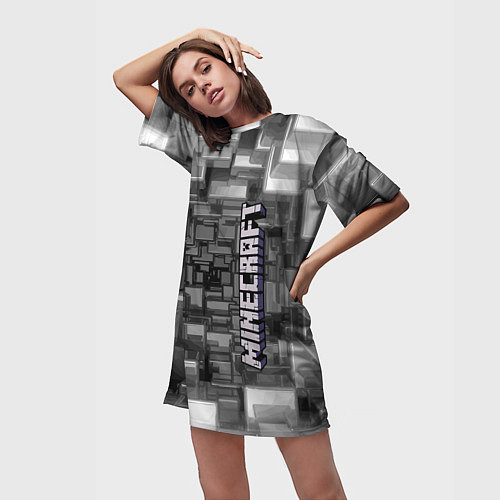 Женская длинная футболка Minecraft, pattern 2066 / 3D-принт – фото 3