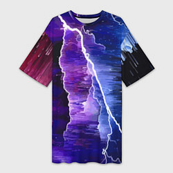 Женская длинная футболка Космическая молния, глитч