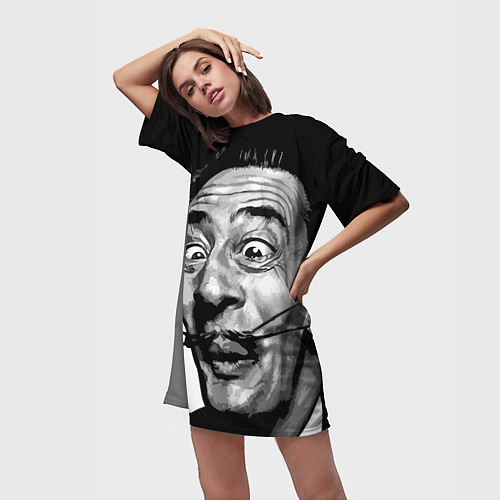 Женская длинная футболка Salvador Dali - grimace / 3D-принт – фото 3