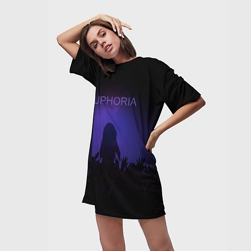 Женская длинная футболка Толпа / 3D-принт – фото 3
