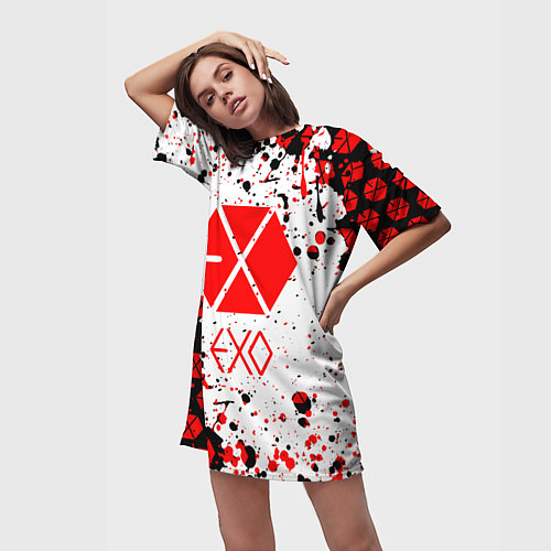 Женская длинная футболка Exo : эхо / 3D-принт – фото 3