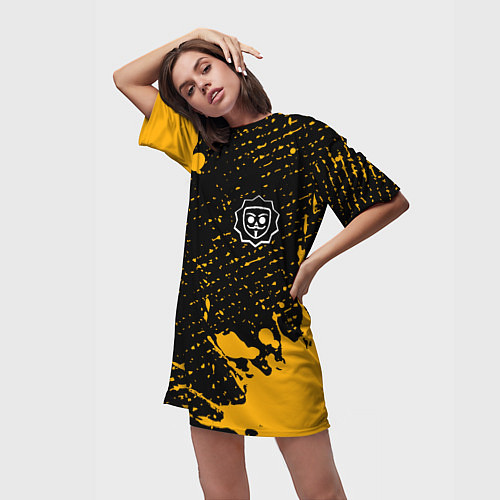 Женская длинная футболка БАБЛ КВАС - Брызги / 3D-принт – фото 3