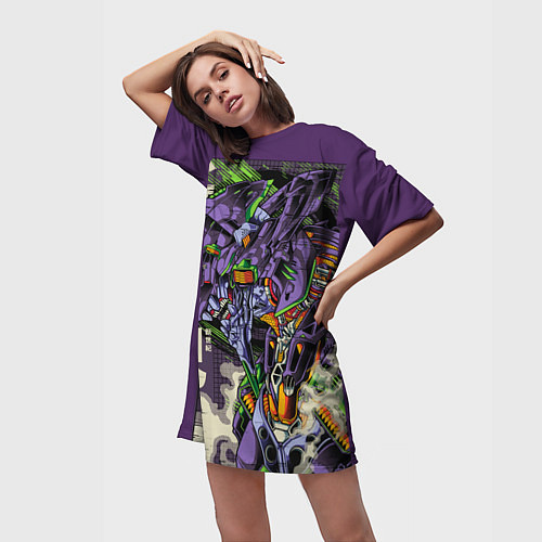 Женская длинная футболка Evangelion Eva-01 / 3D-принт – фото 3