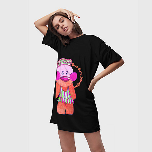 Женская длинная футболка БлаБлаФанФан на черном / 3D-принт – фото 3