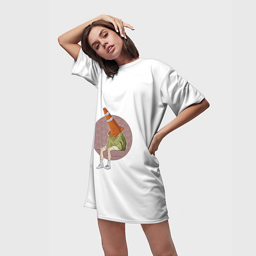 Женская длинная футболка В ожидании новой работы / 3D-принт – фото 3