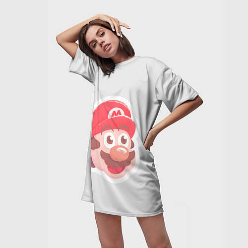 Женская длинная футболка Марио art / 3D-принт – фото 3