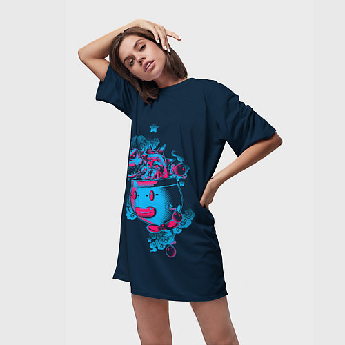 Женская длинная футболка Дракон на ядре / 3D-принт – фото 3