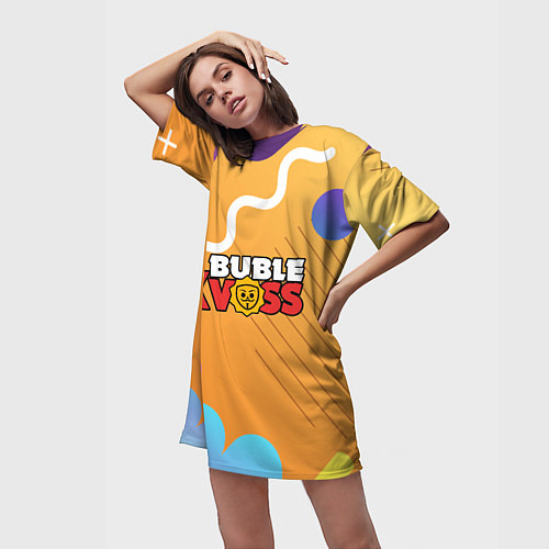 Женская длинная футболка Бабл квас Bubble kvass геометрический фон / 3D-принт – фото 3