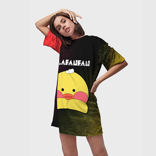 Женская длинная футболка LALAFANFAN - МОРДОЧКА - Глитч / 3D-принт – фото 3